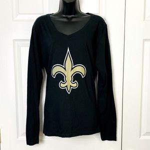 NFL Pro Line Women’s Long Sleeve Saints Jordan #94  Vee Neck Black Tee XL